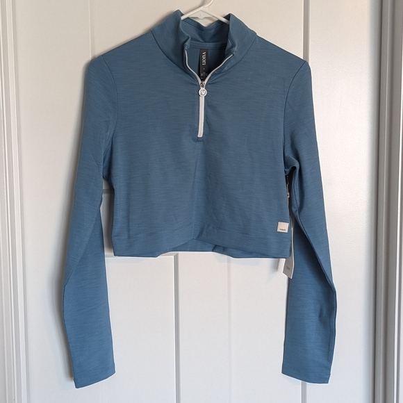Vuori NWT Lux Rib Half Zip - Stillwater Blue sz L - Picture 2 of 4